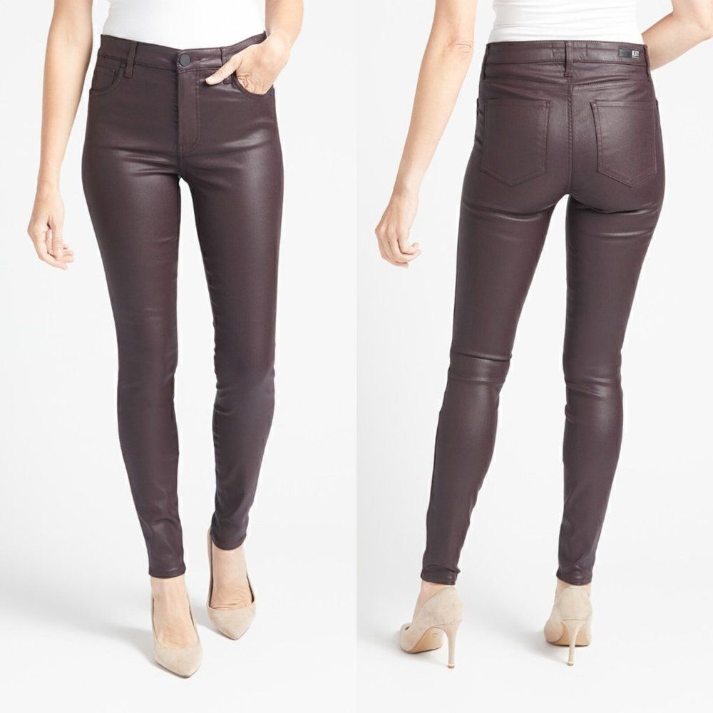 Kut From The Kloth Mia Fab Toothpick Skinny Jeans Coated Purple Women's 4